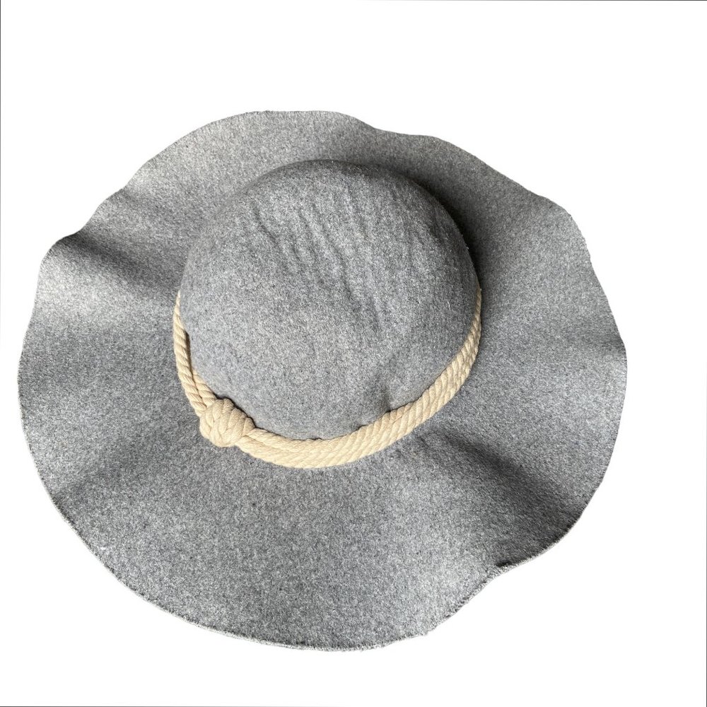 Wet Seal Gray Wool Felt Polyester Hat with Beige Rope One Size